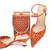 Women's pointy perforated drill heels with bag set banquet shoes bag_vogvips.com