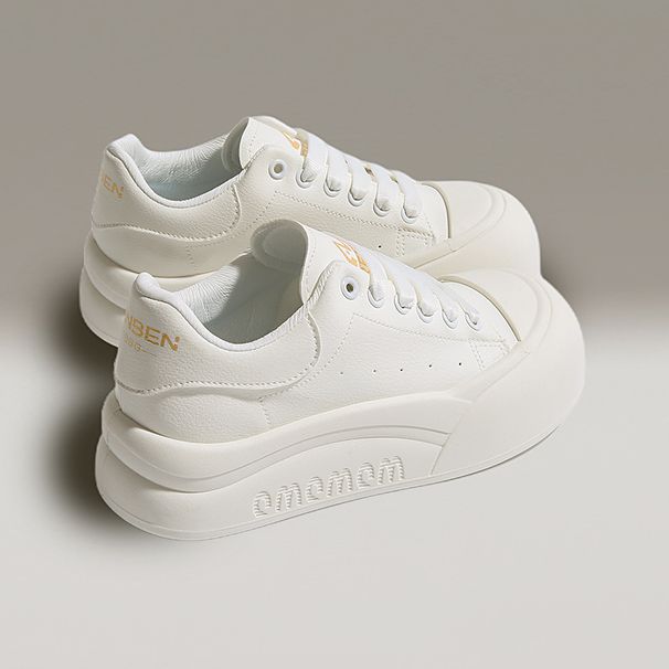 Women’s Shoes Spring Thick Soled Classic White Sneakers For Women Trendy All Match Student Casual Shoes Solid Color Simple Sports Shoes_vogvips.com