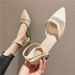 Chunky Heel Fairy Daily 2023 Summer New Pointed Toe Breathable Mid-Heel Sandals Mesh Women's Shoes_vogvips.com