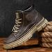 Men's Classic Retro Leather Ankle Boots With Round Toe, Anti-Slip Rubber Sole, Water-Resistant & Comfortable For Casual Wear_vogvips.com