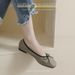 Super Soft Cowhide Square-Toed Women's New Flat With Bow, Shallow Mouth Loafers, New-Style Soft-Soled Ballet Shoes_vogvips.com