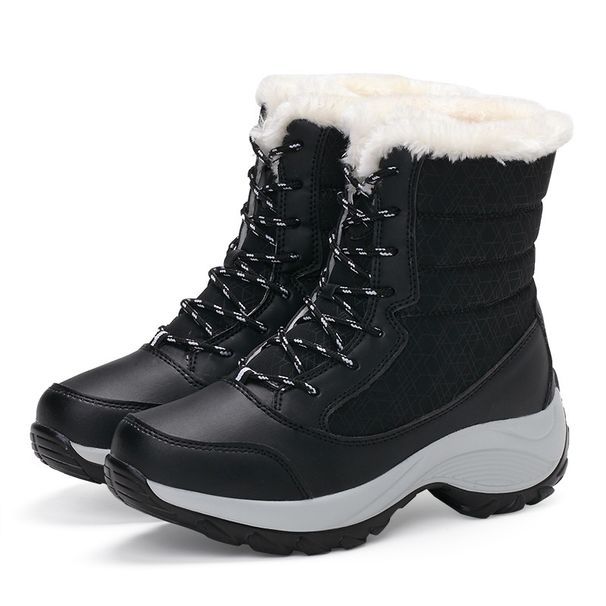 2022 Winter New Cross Border Korean Version Student Lace Up Versatile Waterproof Snow Boots With Velvet Foreign Trade Women's Shoes Trendy Cotton_vogvips.com