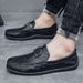 SHLIANG Fashion Men's Slip-On Soft-Soled Driving Shoes Comfortable Round-Toe Business Casual Leather Shoes Breathable Upper Slip-On Loafers X0019_vogvips.com