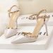 Women S Pumps Rivet High Heels Stiletto Korean Version Versatile Nude Color Cool One Word Buckle Bag Heel Sandals_vogvips.com