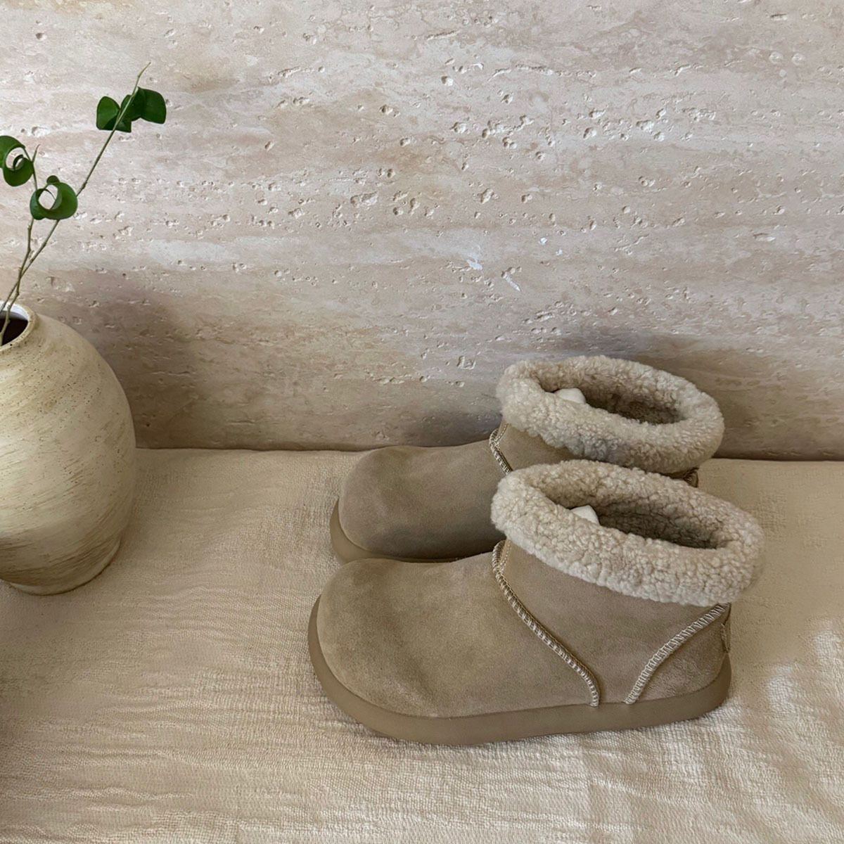 Women's Shoes Curly Little Potato Snow Boots Women Winter New Big Head Plus Velvet Warm Non Slip Short Boots Trend_vogvips.com
