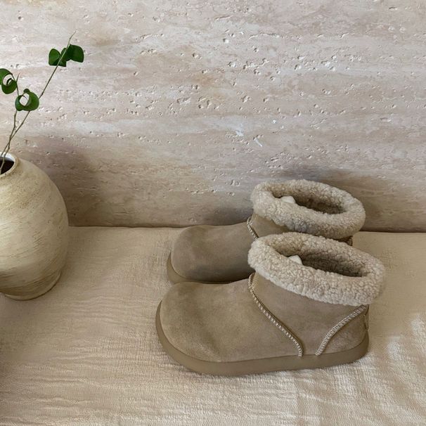 Women's Shoes Curly Little Potato Snow Boots Women Winter New Big Head Plus Velvet Warm Non Slip Short Boots Trend_vogvips.com