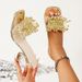 Women's Shoes Crystal-Embellished Square-Toe Slide Sandals - Transparent PVC Straps With Pearl Accents (Gold/Silver) | Fashionable Summer Heels_vogvips.com