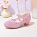 Children's glass shoes Spring and autumn fashion high-heeled girl princess shoes silver performance chorus of large children's single shoes_vogvips.com