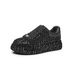 Stylish Rhinestone Embellished Low-Top Sneakers For Women – Breathable Fabric, Chunky Platform, Lace-Up Design, Casual & Trendy_vogvips.com