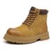 Martin 2025 Autumn New Style Yellow Thick Sole Height Increasing High-top Shoes Men's Hiking Work Outdoor Boots_vogvips.com