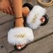 European American Style Fox Slpers, Versatile Faux Sl-on Fur Sandals For Women, Home Shoes With Flat Heel And Toe_vogvips.com