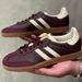 Burgundy Retro Low Top Sneakers Contrast White Stripes Gum Sole Vintage Casual Trainers_vogvips.com
