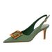 Heel Sandals Patent Leather Style Banquet Women S Thin High Heel Shallow Mouth Pointed Toe Hollow Back Strap Metal Square Buckle Single Shoes Women S_vogvips.com