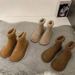 Vintage Outdoor Winter Warm Fleece-Lined Cotton Versatile Thick-Soled Women's Furry Shoes Short Mori Style Snow Boots_vogvips.com