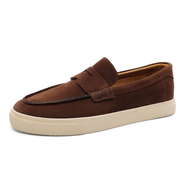SHLIANG New Men's Loafers Cow Suede Slip On Flats Handmade Male Casual Shoes Leisure Walk Moccasins Outdoor Business Shoes Y0636_vogvips.com