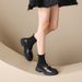 Platform Loafers Women's Retro One-pedal Small Leather Shoes British Style Thick Heel Single Shoes_vogvips.com