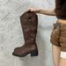 Square Toe Chunky Heel V-Cut Riding For Women 2025 Autumn Winter New Over-the-Knee Large Tube Brown Hot Girl Long Boots_vogvips.com