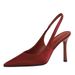 High Heels Stiletto Satin Back Empty Plain Back Strap Pointed High Heel Single Shoes Women's Shoes_vogvips.com