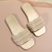 Slippers Oversized Flat Bottomed Slippers For Women's New Fashionable Square Headed Pearl Casual Beach Sandals_vogvips.com