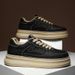Men's Fashion Leather Extra Thick Sole Height Increasing Board Shoes Lace Up Comfortable Casual Sneakers For Men Autumn Winter_vogvips.com