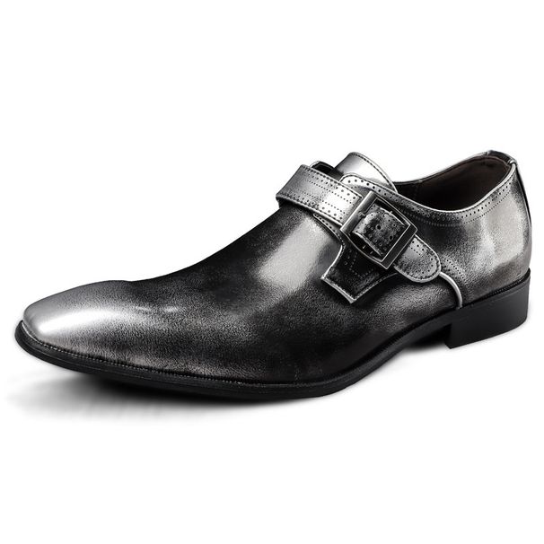 Men's Mengke Business Square Toe Formal And Casual Shoes, Low Cut Lacquered Leather Surface, Buckle Cover, Foot Size_vogvips.com