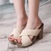 Summer Women Sandals Square High Heel Platform Flock Casual Rivet Pumps Peep Toe Female Elegant Ladies Shoes Zapatos De_vogvips.com
