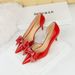 638-AH12 European And American Style Banquet Shoes, Stiletto High Heel, Shallow Pointed Toe, Side Cutout, Rhinestone_vogvips.com