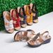 Cross-border Foreign Trade Summer Sandals, New European And American Hollow Wedge Heel Open-toe Floral Casual_vogvips.com