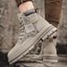 Men's Three-Color High-Top Martin Boots, Retro Suede Work Boots With Thick Sole, Chunky Yellow Boots For Outdoor & Casual Wear_vogvips.com