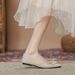 Flat Sole Single Shoe Female Summer 2023 New Style One Foot Pedal Water Diamond Pearl Petal Fairy Matching Skirt Wedding_vogvips.com