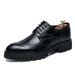 Euro Step Korean Brogue Pointed Toe Leather British Style Height Increasing Business Formal Platform Thick Sole Hairstylist Men's_vogvips.com
