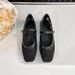 Women Lace Hollow‑Out Mary Jane Ballet Flats, Square Toe Adjustable Buckle Strap Design Breathable Mesh Upper Soft Flat Sole Ballerina Shoes_vogvips.com