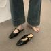 Vintage Versatile One-Strap Closed-Toe Half Slippers For Women, Slip-On Lazy Flat Mules With Open Back_vogvips.com