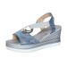 New European And American Style Fashion Round Toe Open Toe Solid Color Slip-on Women's Plus Size Wedge Sandals_vogvips.com