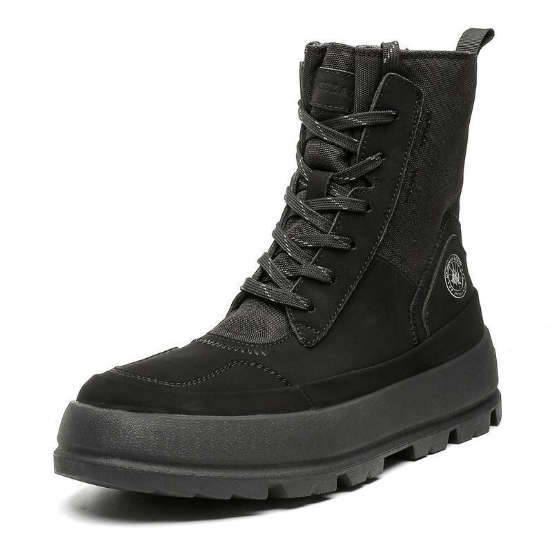 Couple Thick-soled Heightening Strap-up Round-head Martin Boots Outdoor Recreational Hiking Tooling Short Boots_vogvips.com