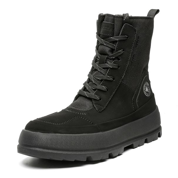 Couple Thick-soled Heightening Strap-up Round-head Martin Boots Outdoor Recreational Hiking Tooling Short Boots_vogvips.com