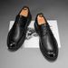 Euro Step Groom Wedding Brogue Leather Men's British Korean Version Trendy Lace-up Black Formal Business Breathable Shoes_vogvips.com