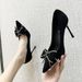 Fine Heeled 2025 Spring/summer New Pointed Rhinestone Single Butterfly Bow Super High Heels Sexy Shallow Mouth Women's_vogvips.com