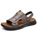 Men's Summer Breathable Casual Leather Men's With Soles And Soft Surfaces, Cowhide Beach Shoes, Outdoor One Shoe, Two_vogvips.com