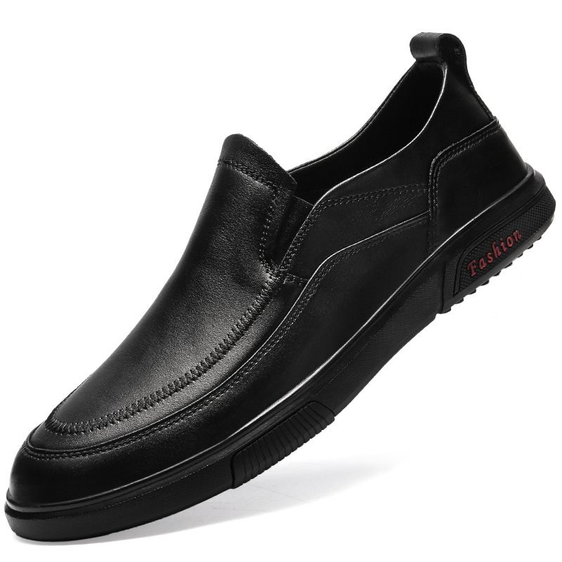 Men's Simple First-layer Cowhide Foot Cover Outdoor Cowhide Soft-soled Casual Board Shoes_vogvips.com
