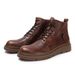 European Warm Series Genuine Chunky Martin For Men, British Motorcycle Layer Cowhide Mid-High Top Work Boots, Soft Leather Boots_vogvips.com