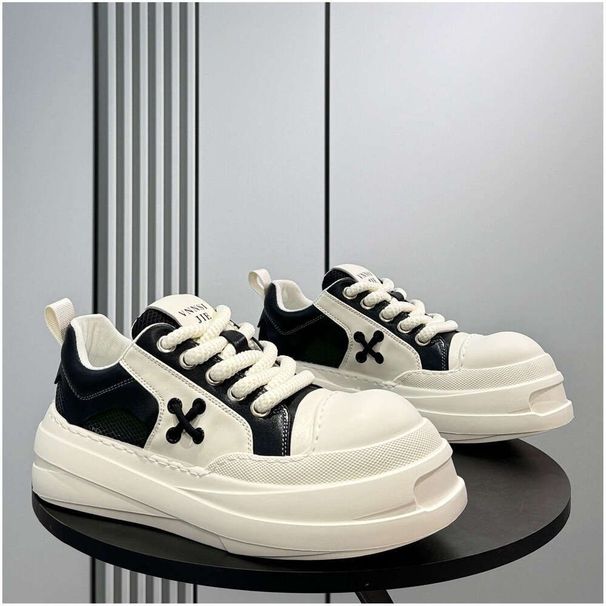 Ugly Cute Big Toe For Men 2026 New Simple Leather Thick Sole Height Increasing Casual Shoes Sports Trendy Versatile_vogvips.com