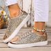 Summer Sequin New Front Tie Solid Color Plus Size Sneakers_vogvips.com
