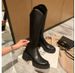 Back Zipper High Heel Long V-Cut Knight Petite Over-the-Knee Elastic Slim Boots For Plus Size Women_vogvips.com