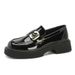 Platform Loafers Women's Leather French Single Shoes One-pedal Women's Shoes Small Leather Shoes_vogvips.com