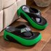 High Heel Flip Flops For Women Summer Outdoor Fashion Letter Color Block Wedge Thick Sole Non-Slip Beach Sandals_vogvips.com
