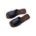 Korean Style Elegant Women's For Outdoor Wear 2025 Summer New Square Open Toe Simple Flat Casual Slide Sandals_vogvips.com