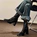 Genuine Leather~Slim Kendall Jenner Style Heel Ankle Boots Women 2024 Autumn Winter New Black Elegant Stretch High Heels_vogvips.com