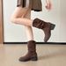 Lambskin Version ~ 8cm Hidden Wedge Heel Merard Martin Ankle Boots Women's Retro Chunky Heel Riding Boots Slip On Western Cowboy Boots_vogvips.com