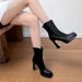 Women's Chunky Heel Platform Ankle Boots Square Toe Slouchy Boots With Back Zipper Stylish Stretch Boots Square Toe High Heeled Boots._vogvips.com
